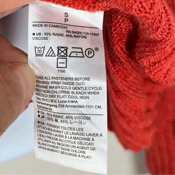 Banana Republic Ramie Rayon Cardigan Sweater Button-Front V-Neck Dune Red Size S - Picture 8 of 9